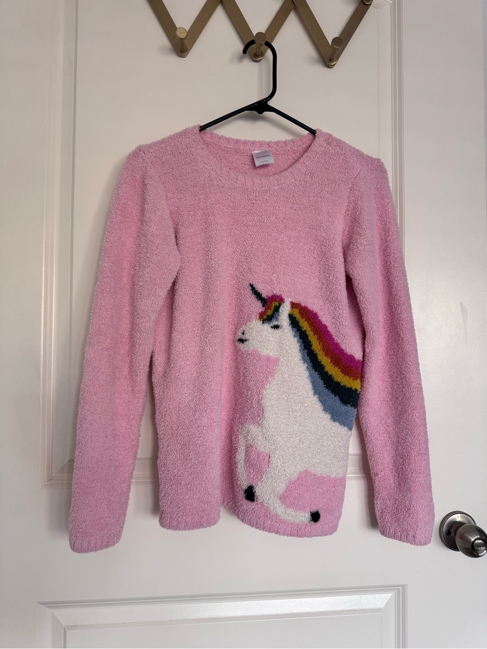 Hanna Andersson Pink Crewneck Sweater with Rainbow Unicorn size 10